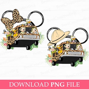 Muis en vrienden Safari Trip Png, Family Safari Tour Png, Wild Trip Png, Animal Kingdom Png, Couple Safari Png, Png-bestanden voor sublimatie