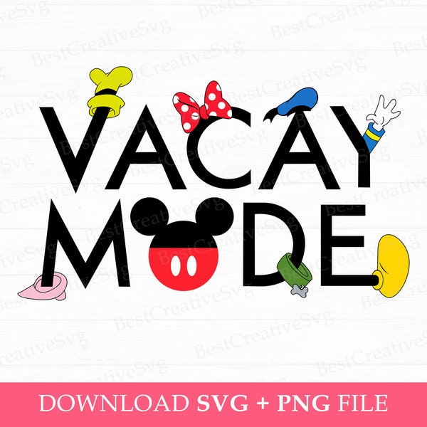 Vacay Mode Svg, 2023 Family Vacation Svg, Family Trip Svg, Magical Kingdom Svg, Mouse Ear and Bow, Png Files For Sublimation