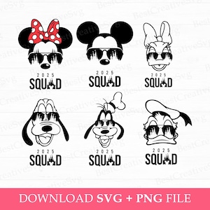 Bundle 2025 Family Squad Svg, Mouse and Friends Sunglasses Svg, Magical Kingdom Svg, Family Vacation 2025 Svg, Png Svg Files For Print