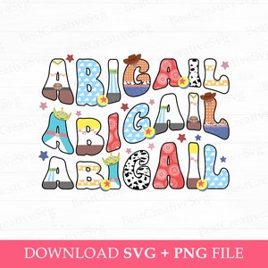 Toy Friends Letter Svg, Abigail Letters Svg, Wavy Letter Svg, Family Trip Svg, Stars Svg, Png Svg Files, Download instantâneo