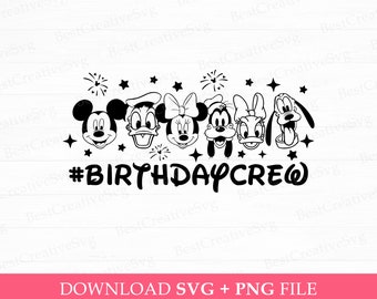 Mouse and Friends Svg, Birthday Crew Svg, Happy Birthday Svg, Birthday Squad Svg, Png Svg Files For Print, Instant Download