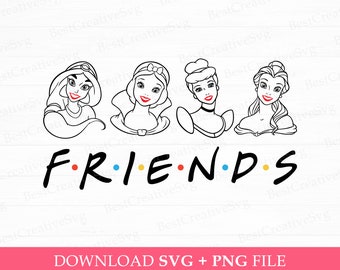 Princess Friends SVG, Family Vacation Trip (PNG SVG Files)