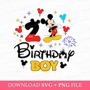 Birthday Boy Svg, Mouse Birthday Svg, 2 Years Old Birthday Svg, Magical Kingdom Svg, Mouse Ear and Stars Svg, Png Svg Files For Sublimation