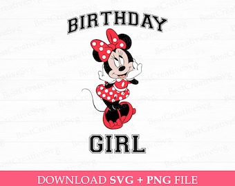 Retro Mouse Birthday Girl SVG, Family Birthday, Print Files (Instant Download)