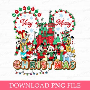 Christmas Mouse and Friends Png, Magical Kingdom Png, Christmas Mouse Ear and Lights Png, Holiday Season Png, Png File For Sublimation