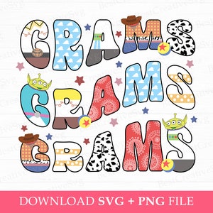 Toy Friends Grams Svg, Wavy Grams Letter Svg, Family Trip Svg, Family Vacation Svg, Vacay Mode, Svg Png Arquivos para impressão, download instantâneo