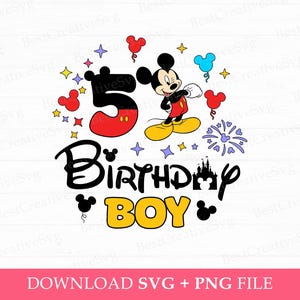 5 Years Old Birthday Svg, Magical Kingdom Svg, Birthday Boy Svg, Mouse Birthday Svg, Png Svg Files For Sublimation, Instant Download