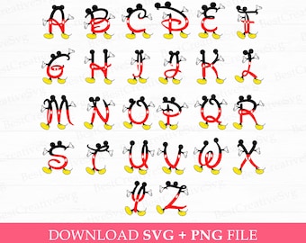 Muisalfabet SVG, lettertype familie-uitje (SVG, PNG, direct downloaden)