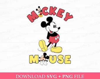 Ratón retro divertido SVG, viaje familiar SVG, vacaciones familiares SVG, personaje de dibujos animados SVG, modo vacaciones, archivos PNG SVG para imprimir, descarga instantánea