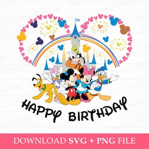Alles Gute zum Geburtstag svg, Familie Geburtstag svg, Birtyday Party svg, Maus Ohr Geburtstag svg, Maus und Freunde svg, magisches Königreich, svg Png Dateien
