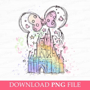 Watercolor Magical Kingdom Png, Mouse Ear Castle Png, Family Trip Png, Colorful Castle Png, Vacay Mode, Png File For Sublimation