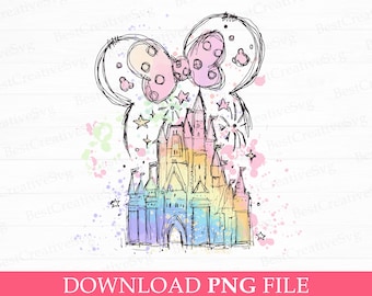 Watercolor Mouse Ear Castle PNG, Family Trip Design (PNG File)
