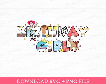 Toy Friends Birthday Svg, Birthday Girl Svg, Cowgirl and Horse Svg, Stars Svg, Family Birthday Girl Svg, Svg Png Files For Sublimation