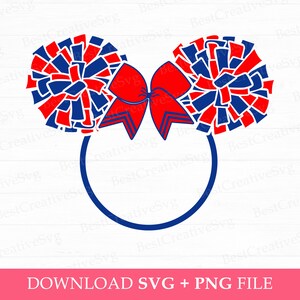 Cheerleader Mouse Head Svg, Pom Pom Mouse Svg, Cheer Girl Svg ...