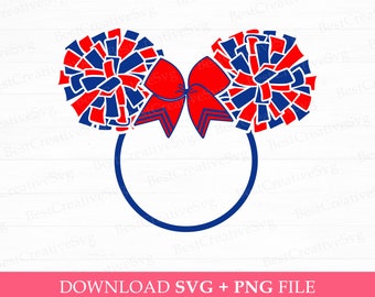 Cheerleader Mouse Ears SVG: Pom Pom Design (SVG/PNG)