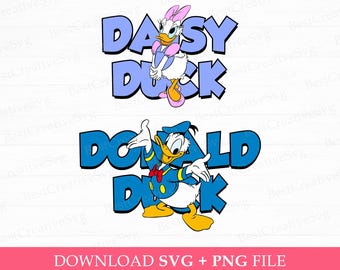 Duck and Miss Duck SVG, Family Trip Cartoon (Instant Download)