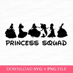 Princess Squad Svg, Family Trip Svg, Princesses Silhouettes Svg, Family Vacation Svg, Vacay Mode, Png Svg Files For Print, Instant Download