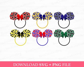 Cheerleader Mouse Ears SVG Bundle, Pom Pom Design (Digital Download)