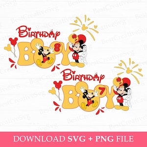 Birthday Boy Svg, Funny Birthday Mouse Svg, 7th Birthday Svg, Magical Kingdom Svg, Family Birthday Svg, Png Svg Files For Sublimation