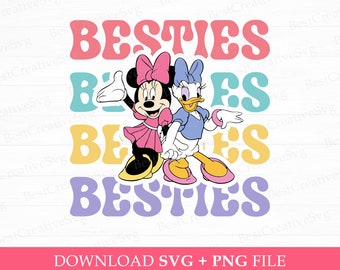 Best Friends Mouse and Duck SVG, Retro Besties PNG (Digital Download)