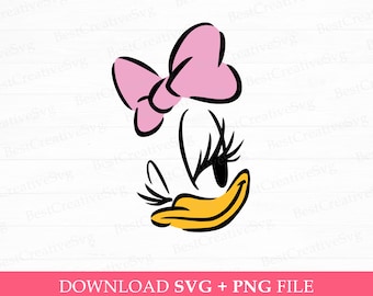 Retro Miss Duck Gesicht SVG, Familienurlaub Reise, magisches Königreich (PNG SVG-Dateien)