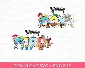 Toy Friends Birthday Boy SVG, Cowgirl Cowboy PNG (Digital Download)