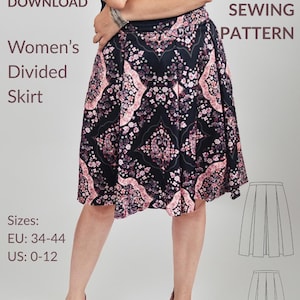 Patrón de costura en PDF para pantalones culotte Rumia para mujer, tallas 32-44.