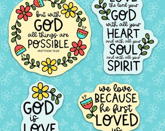 With God Christian Bible Waterproof Sticker Set / Bible Journaling / Bible Study / Christian Stickers / Christian Gift