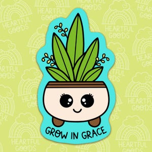 Grow In Grace Faith Based Waterproof Sticker, Christian Vinyl Sticker, Bible Sticker, Faith Sticker, Inspirational Sticker