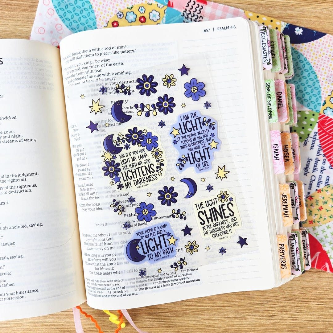 In the Light Christian Bible Sticker Sheet / Bible Journaling / Bible ...