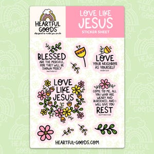 Love Like Jesus Christian Bible Sticker Sheet / Bible Journaling / Bible Study / Christian Stickers / Christian Gift / Bible Stickers