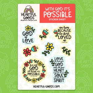 With God Christian Bible Sticker Sheet / Bible Journaling / Bible Study / Christian Stickers / Christian Gift / Bible Stickers