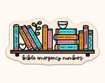Bible Emergency Numbers Faith Based Waterproof Sticker Sheet, Christian Vinyl Sticker, Bible Sticker, Faith Sticker, Inspirational Sticker