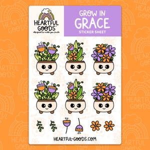 Grow In Grace Christian Bible Sticker Sheet / Bible Journaling / Bible Study / Christian Stickers / Christian Gift / Bible Stickers
