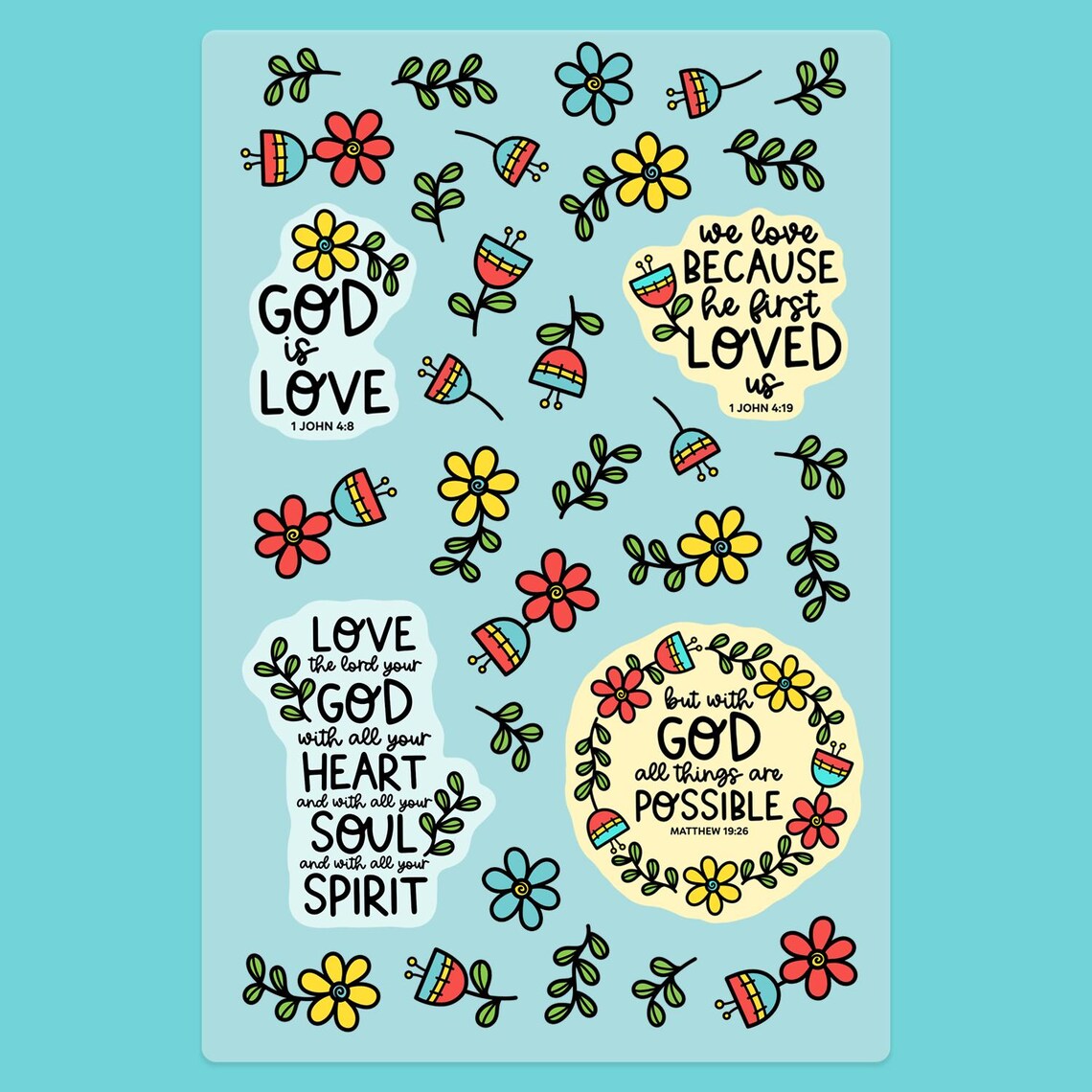With God Christian Bible Sticker Sheet / Bible Journaling / Bible Study ...