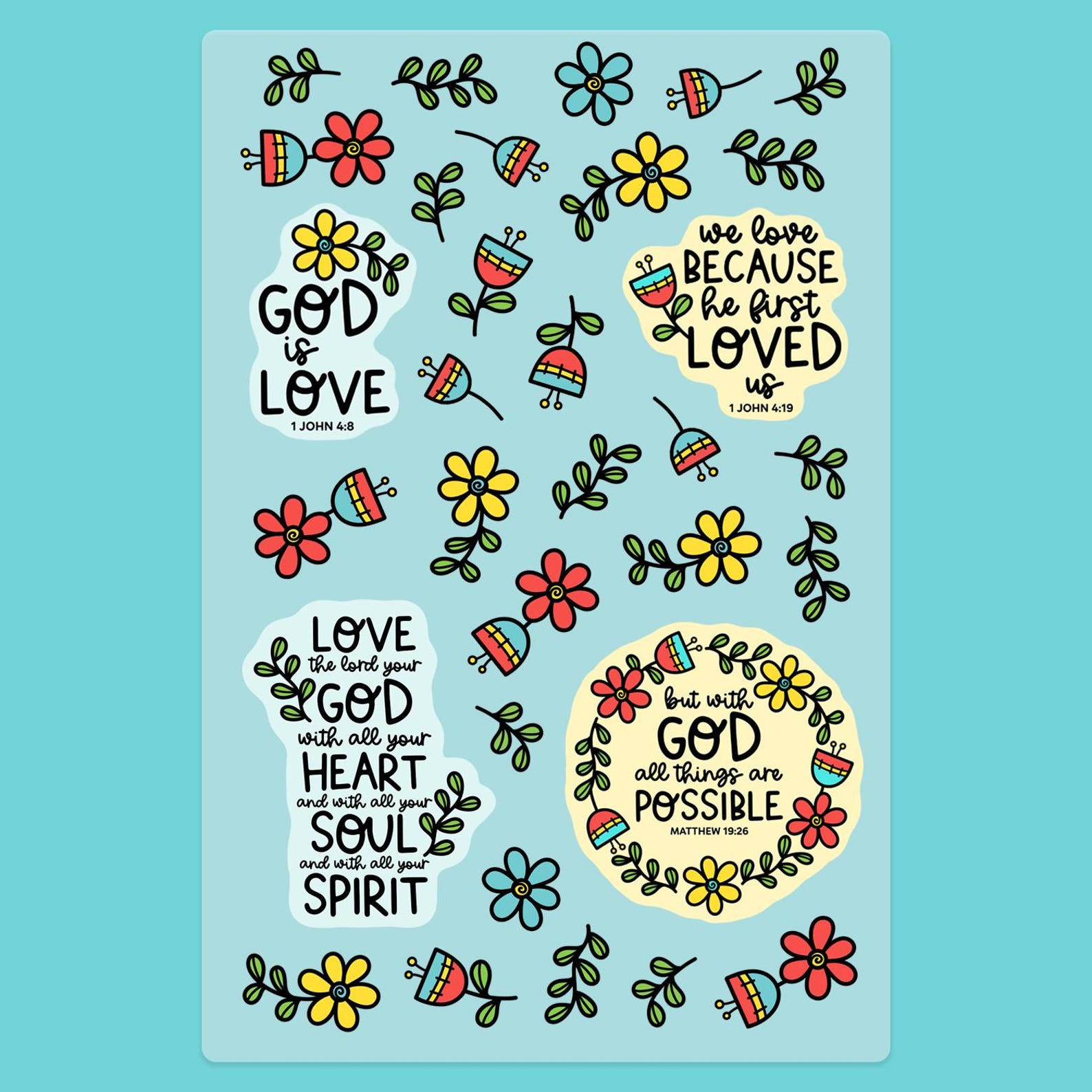 God Sticker Design With God Christian Bible Sticker Sheet / Bible Journaling / Bible Study ...