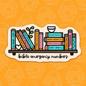 Bible Emergency Numbers Faith Based Waterproof Sticker Sheet, Christian Vinyl Sticker, Bible Sticker, Faith Sticker, Inspirational Sticker
