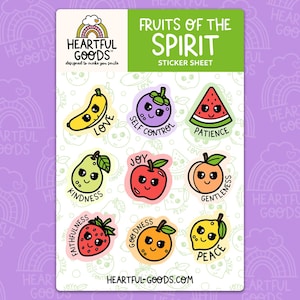 Fruits of the Spirit Christian Bible Sticker Sheet / Bible Journaling / Bible Study / Christian Stickers / Christian Gift / Bible Stickers