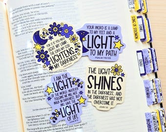 In the Light Christian Bible Waterproof Sticker Set / Bible Journaling / Bible Study / Christian Stickers / Christian Gift