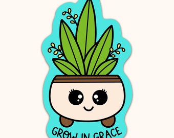 Grow In Grace Faith Based Waterproof Sticker, Christian Vinyl Sticker, Bible Sticker, Faith Sticker, Inspirational Sticker