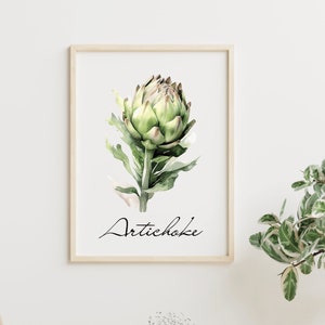 ARTICHOKE Wall Art Print, Printable Artichoke Art Print, Vintage Artichoke Print, Minimalist Kitchen Decor, Digital Wall Art, Printable Art