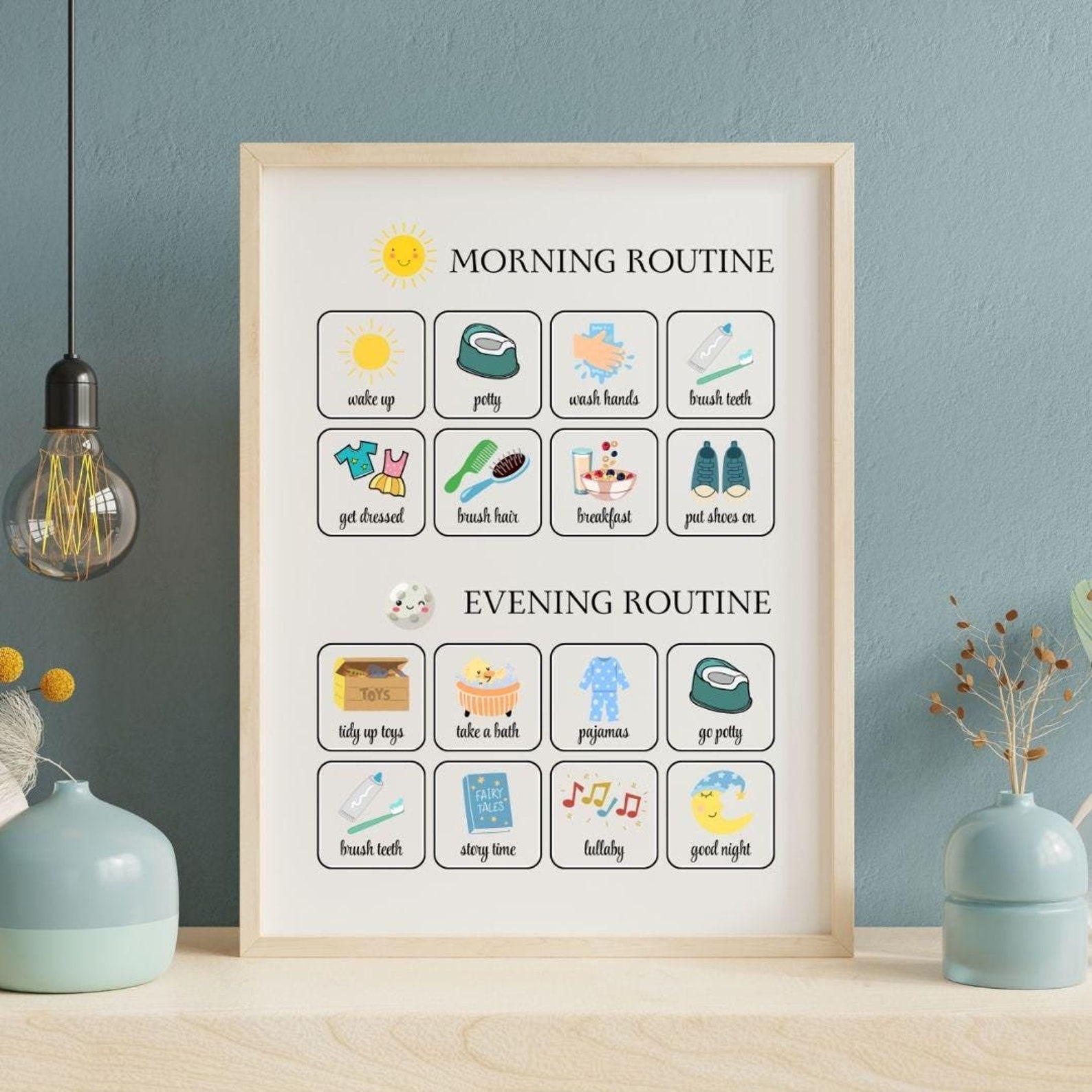 Toddler Routine Chart Poster Morning and Evening. Toddler Printable ...