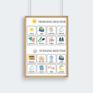 Toddler Routine Chart Poster Morning and Evening. Toddler Printable ...
