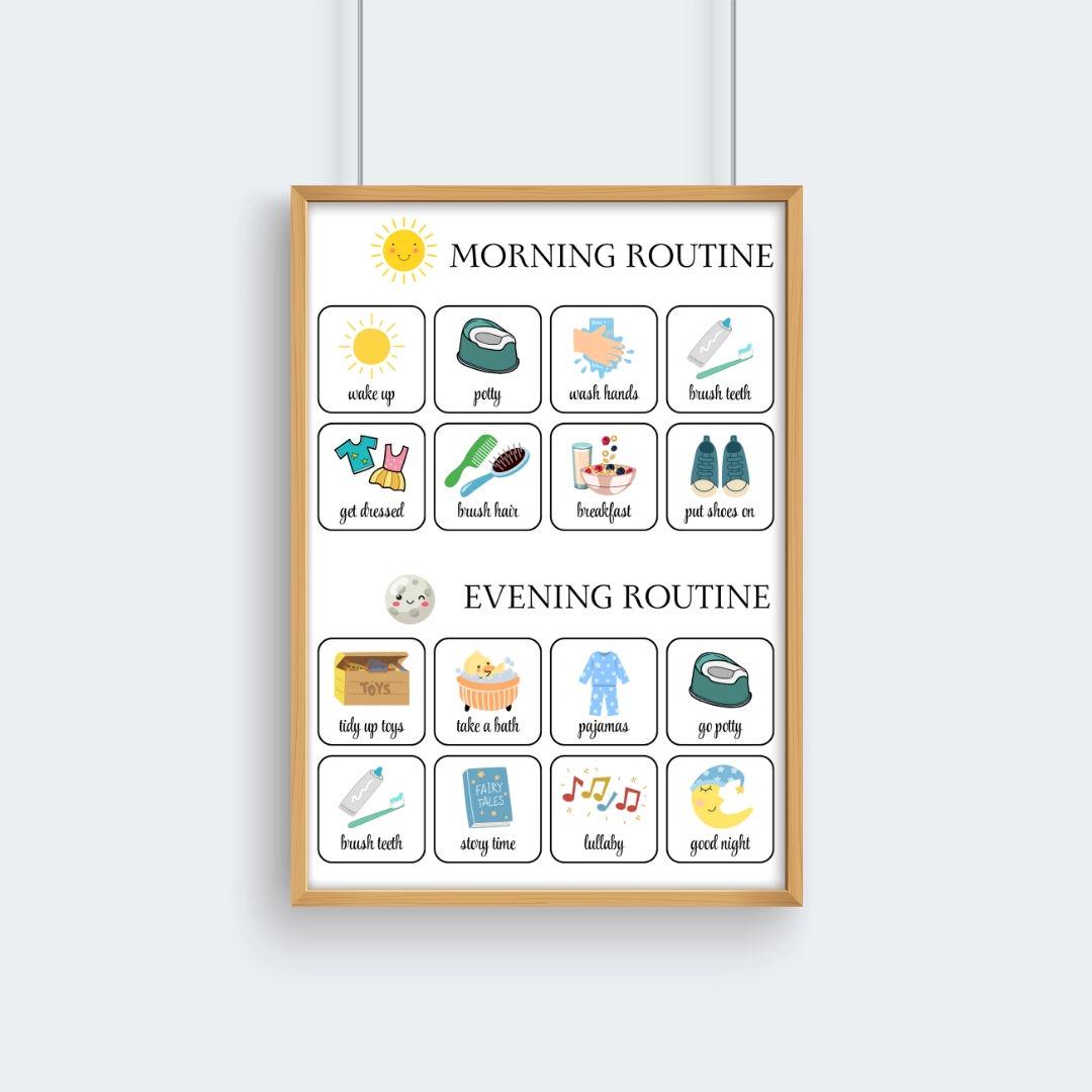 Three Part Routine Pattern Toddler Toddler Routine Chart Poster Morning and Evening. Toddler Printable ...