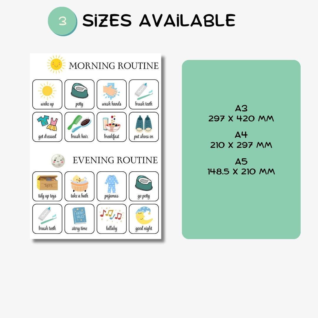 Toddler Routine Chart Poster Morning and Evening. Toddler Printable ...