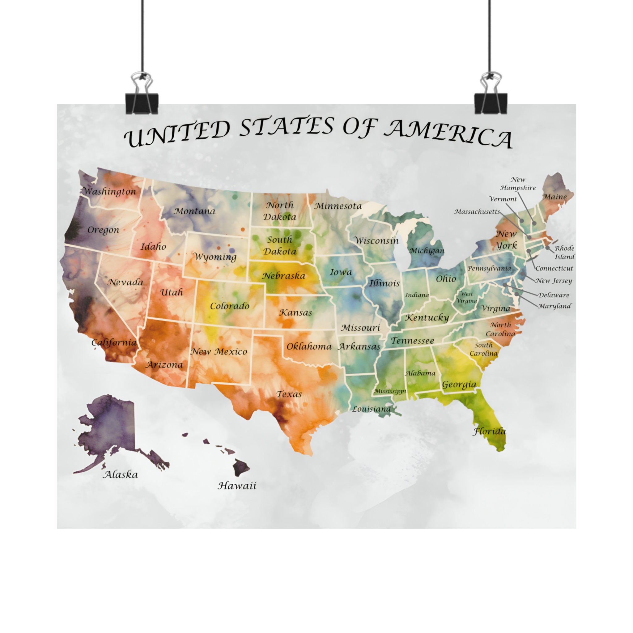 Watercolor Map of the United States - Il Fullxfull.5379029421 Ene2