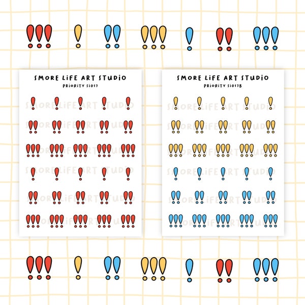 Adorable point d'exclamation pour agenda prioritaire | plan important| rendez-vous, étude, travail, jour de congé, priorité au travail | si017