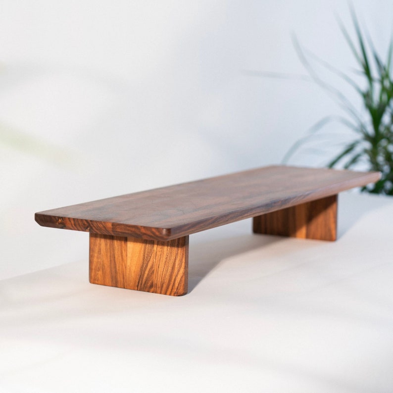 Walnut Desk Shelf by Woodenepics Elegant Engraved Monitor Stand & Organizer for Your Home Office