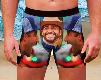 Novelty Formula One Gift Boxers | Daniel Ricciardo meme present | Red Bull F1 Funny Merch underpants | Comedy motorsport underwear