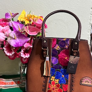 Embroidered Leather Tote